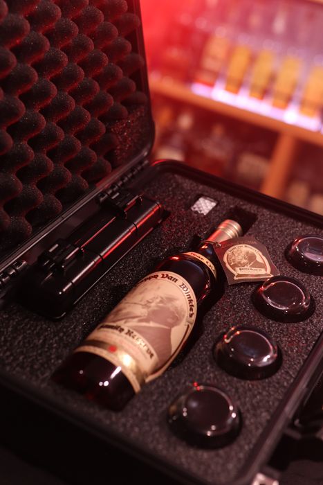 Barrel Vault case fitted with a whiskey bottle